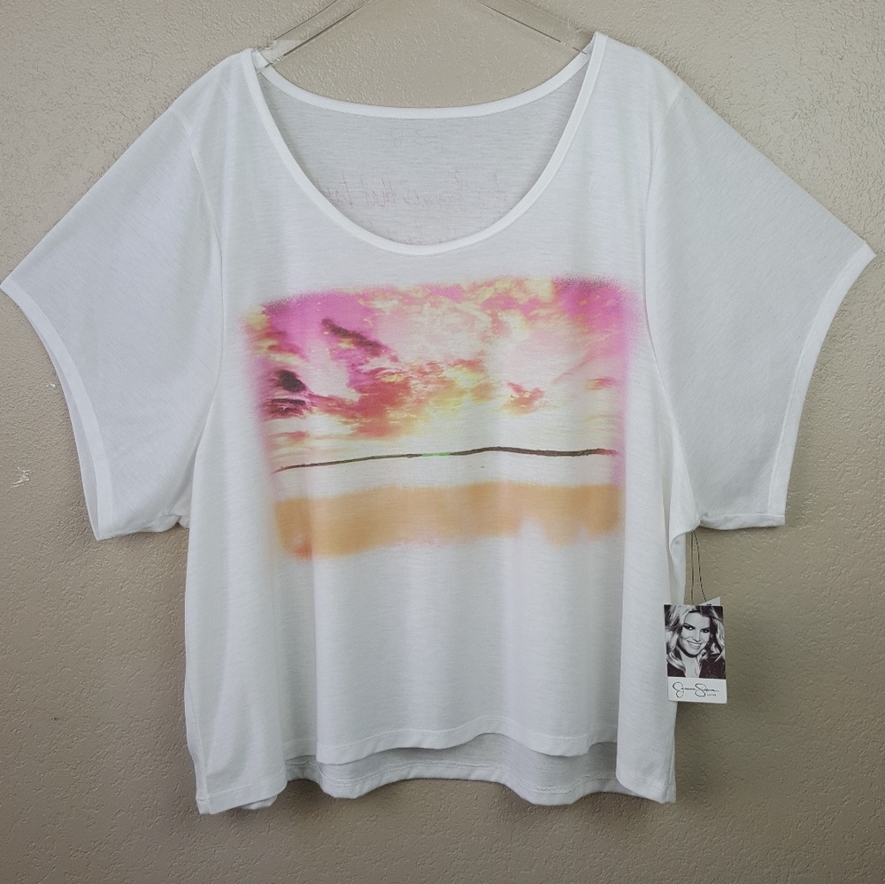 Jessica White Danna Printed Crop Top Shirt 2X NWT - Picture 2 of 7